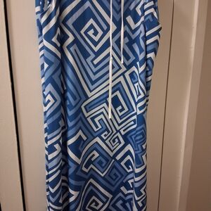 Blue Geometric Maxi Skirt